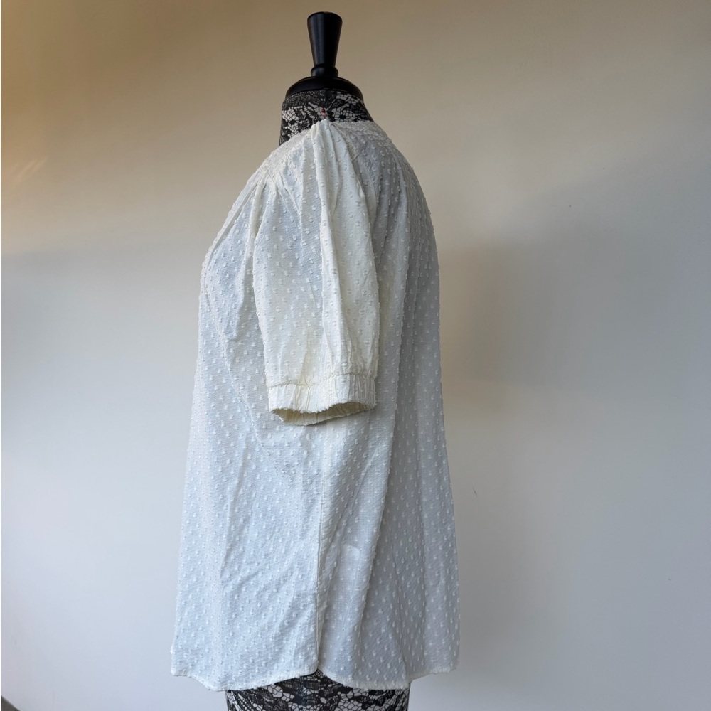 Light Cream Swiss Dot Button-Front Women’s Top by Mason&Belle size XL - Picture 3 of 4